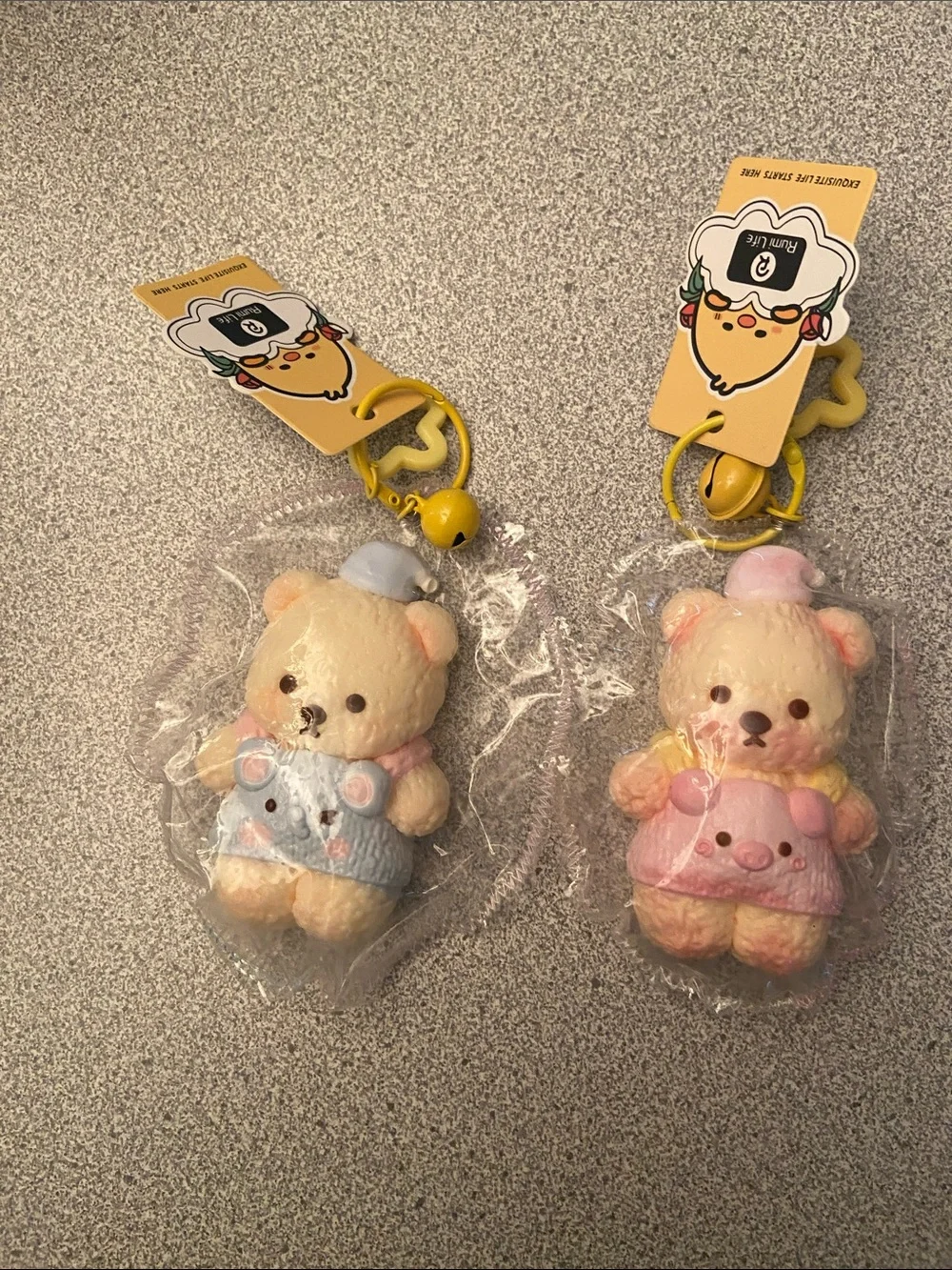 Adorable Bear Keychain Pair - Pastel Blue & Pink